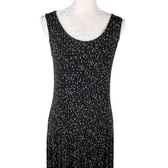 Chico's Travelers Dress Midi Size 1 Sleeveless Black White Polka Dots 8 - Picture 8 of 12